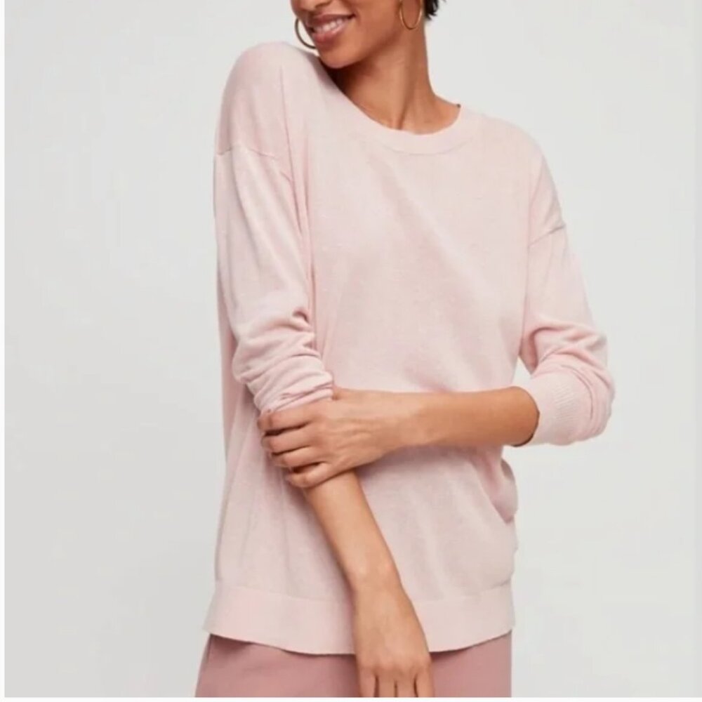Aritzia Babaton Patrick sweater (Rose Quartz) Pink crew neck knit sweater